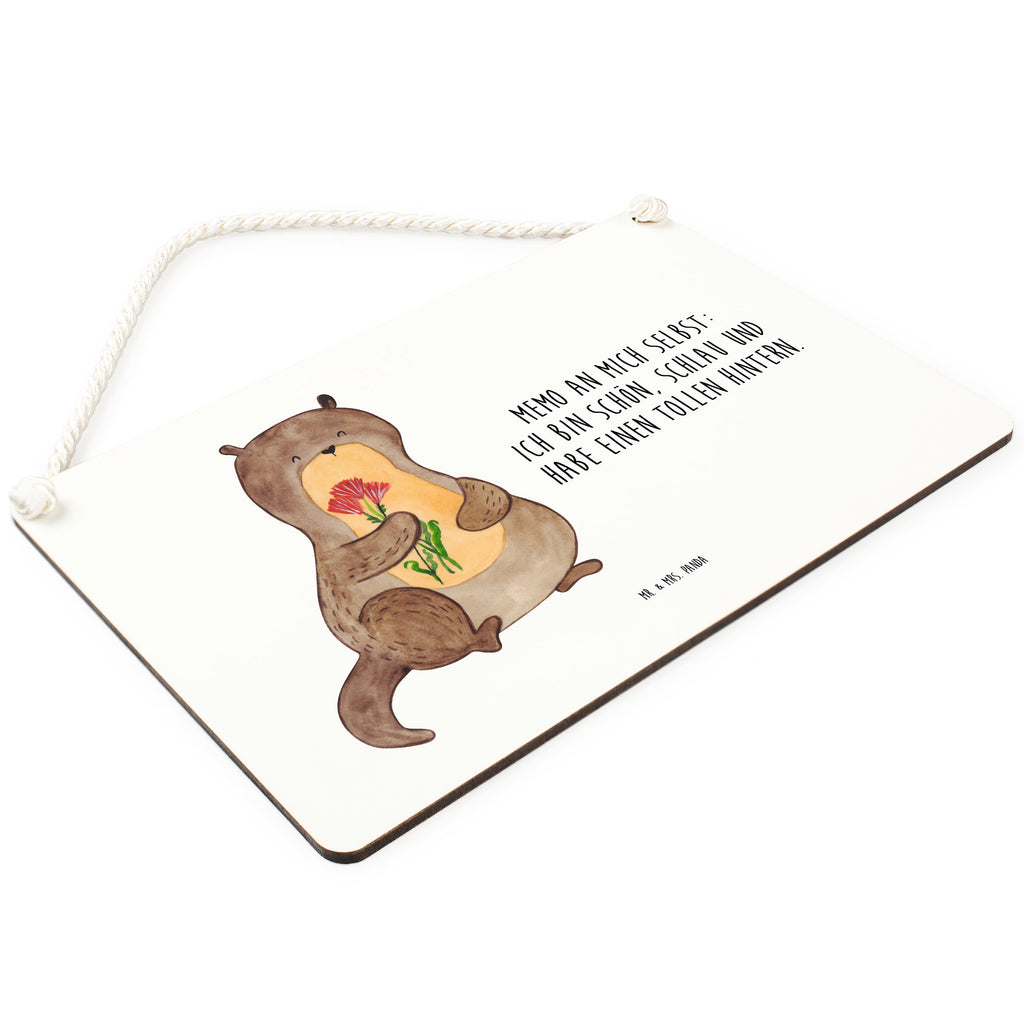 Deko Schild Otter Blumenstrauß Dekoschild, Deko Schild, Schild, Tür Schild, Türschild, Holzschild, Wandschild, Wanddeko, Otter, Fischotter, Seeotter, Otter Seeotter See Otter