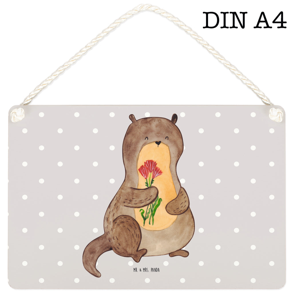 Deko Schild Otter Blumenstrauß Dekoschild, Deko Schild, Schild, Tür Schild, Türschild, Holzschild, Wandschild, Wanddeko, Otter, Fischotter, Seeotter, Otter Seeotter See Otter