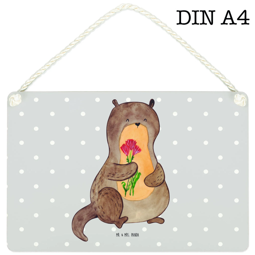 Deko Schild Otter Blumenstrauß Dekoschild, Deko Schild, Schild, Tür Schild, Türschild, Holzschild, Wandschild, Wanddeko, Otter, Fischotter, Seeotter, Otter Seeotter See Otter