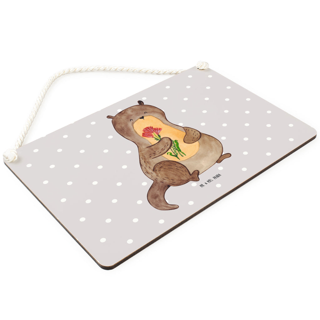 Deko Schild Otter Blumenstrauß Dekoschild, Deko Schild, Schild, Tür Schild, Türschild, Holzschild, Wandschild, Wanddeko, Otter, Fischotter, Seeotter, Otter Seeotter See Otter