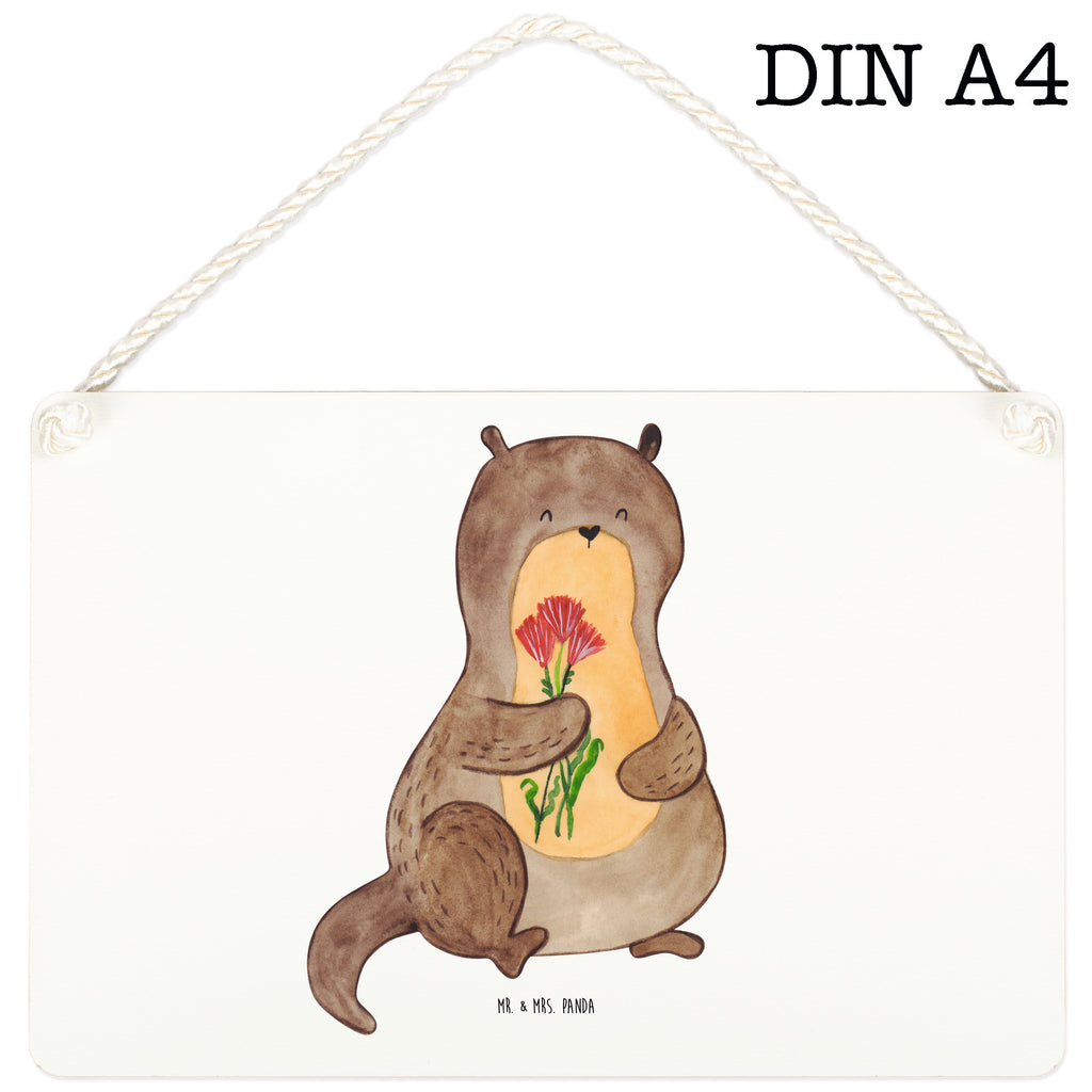 Deko Schild Otter Blumenstrauß Dekoschild, Deko Schild, Schild, Tür Schild, Türschild, Holzschild, Wandschild, Wanddeko, Otter, Fischotter, Seeotter, Otter Seeotter See Otter