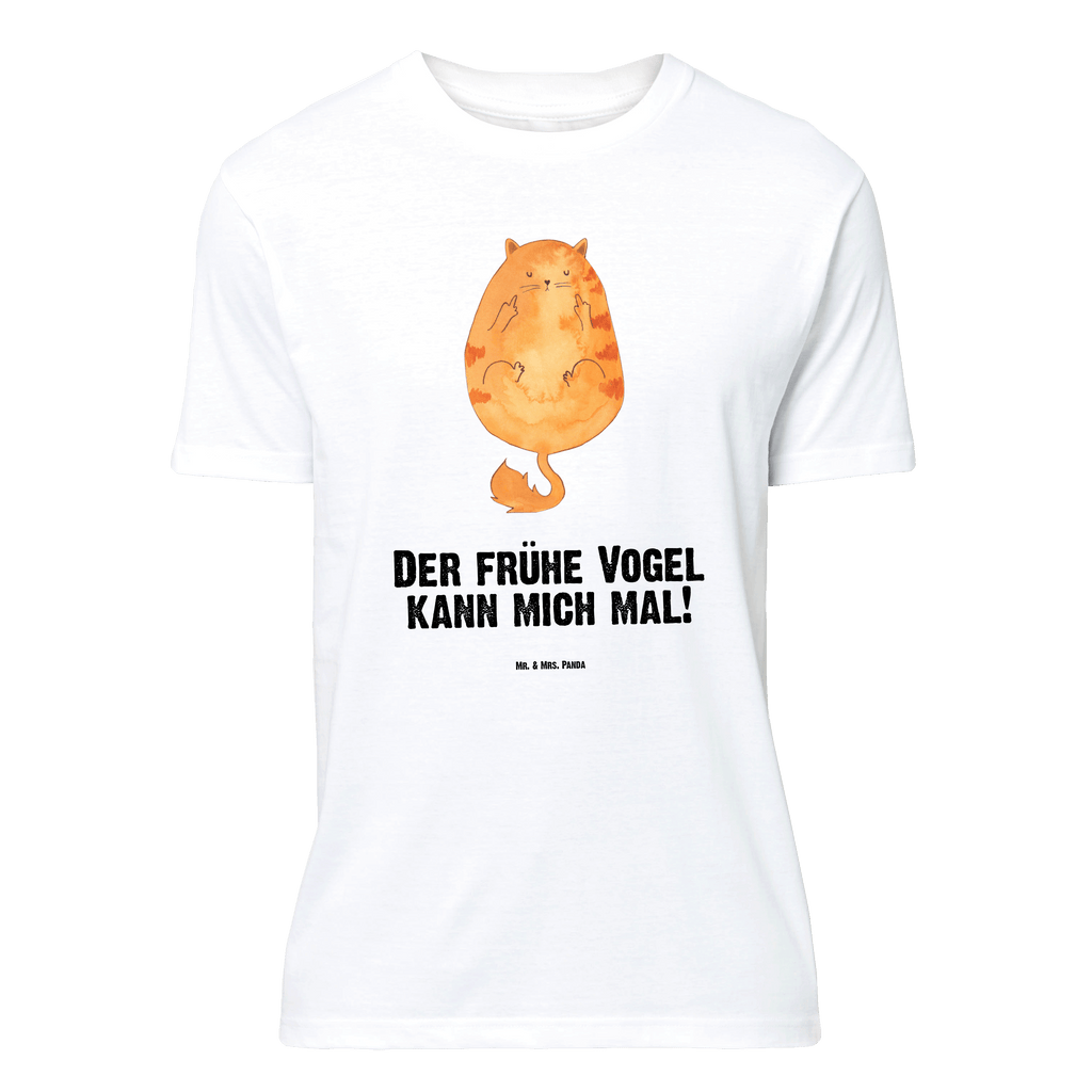 T-Shirt Standard Katze Frühaufsteher T-Shirt, Shirt, Tshirt, Lustiges T-Shirt, T-Shirt mit Spruch, Party, Junggesellenabschied, Jubiläum, Geburstag, Herrn, Damen, Männer, Frauen, Schlafshirt, Nachthemd, Sprüche, Katze, Katzenmotiv, Katzenfan, Katzendeko, Katzenfreund, Katzenliebhaber, Katzenprodukte, Katzenartikel, Katzenaccessoires, Katzensouvenirs, Katzenliebhaberprodukte, Katzenmotive, Der frühe Vogel kann mich mal, Morgenmuffel, Frühaufsteher, Kaffee, Katzen, Kater, Mietze