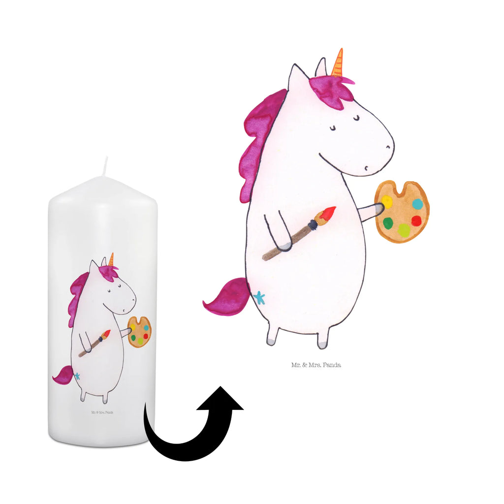 Kerze Einhorn Künstler Kerze, Taufkerze, Kommunionskerze, Geburtstagskerze, Geschenk Kerze, Taufgeschenk Kerze, Kerze mit Druck, Besondere Kerze, Geschenkidee Kerze, Kerze für Kommunion, Geburtstag Kerze, Kommunion Kerze, Einhorn, Einhörner, Einhorn Deko, Pegasus, Unicorn, Englisch, Künstler, Artist, Malen, Zeichnen, Welt, Farbe, Stift, Pinsel, Geschenk, Maler