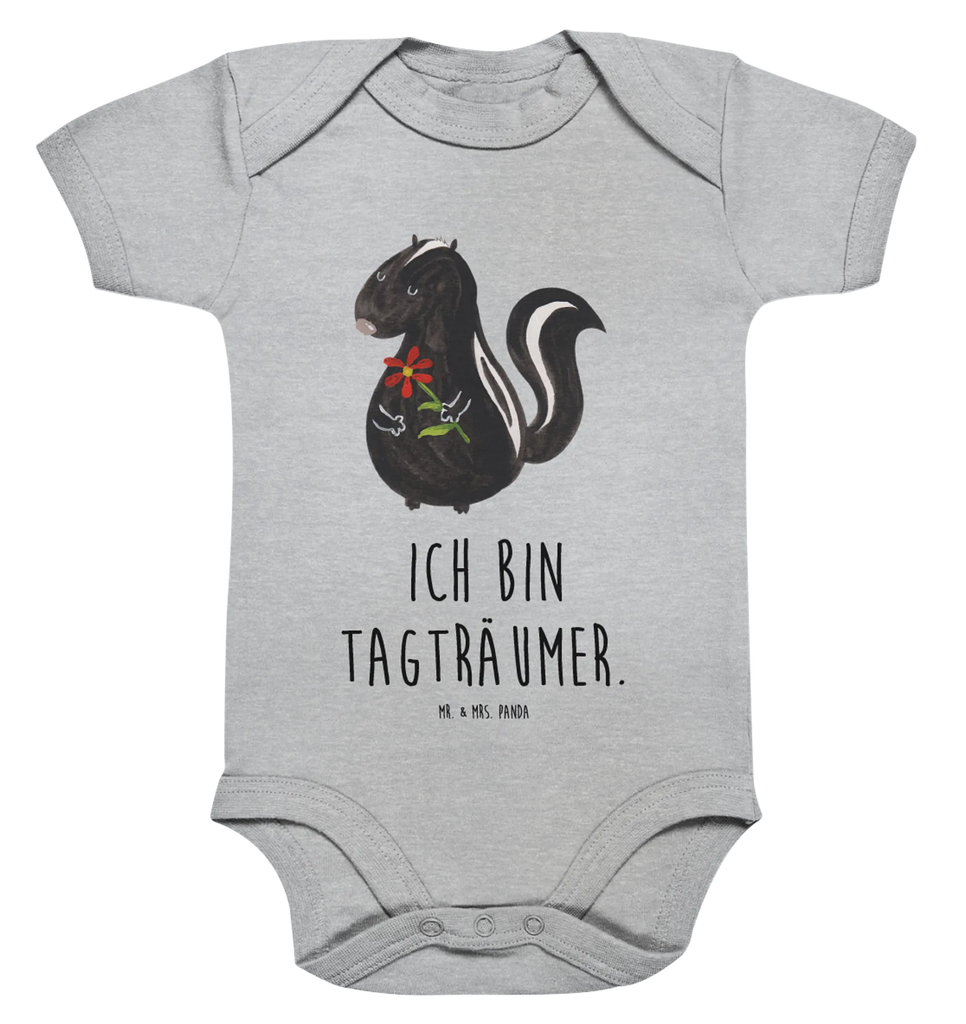 Organic Baby Body Stinktier Blume Babykleidung, Babystrampler, Strampler, Wickelbody, Baby Erstausstattung, Junge, Mädchen, Stinktier, Skunk, Wildtier, Raubtier, Stinker, Stinki, Tagträumer, verträumt, Dreams, Träume