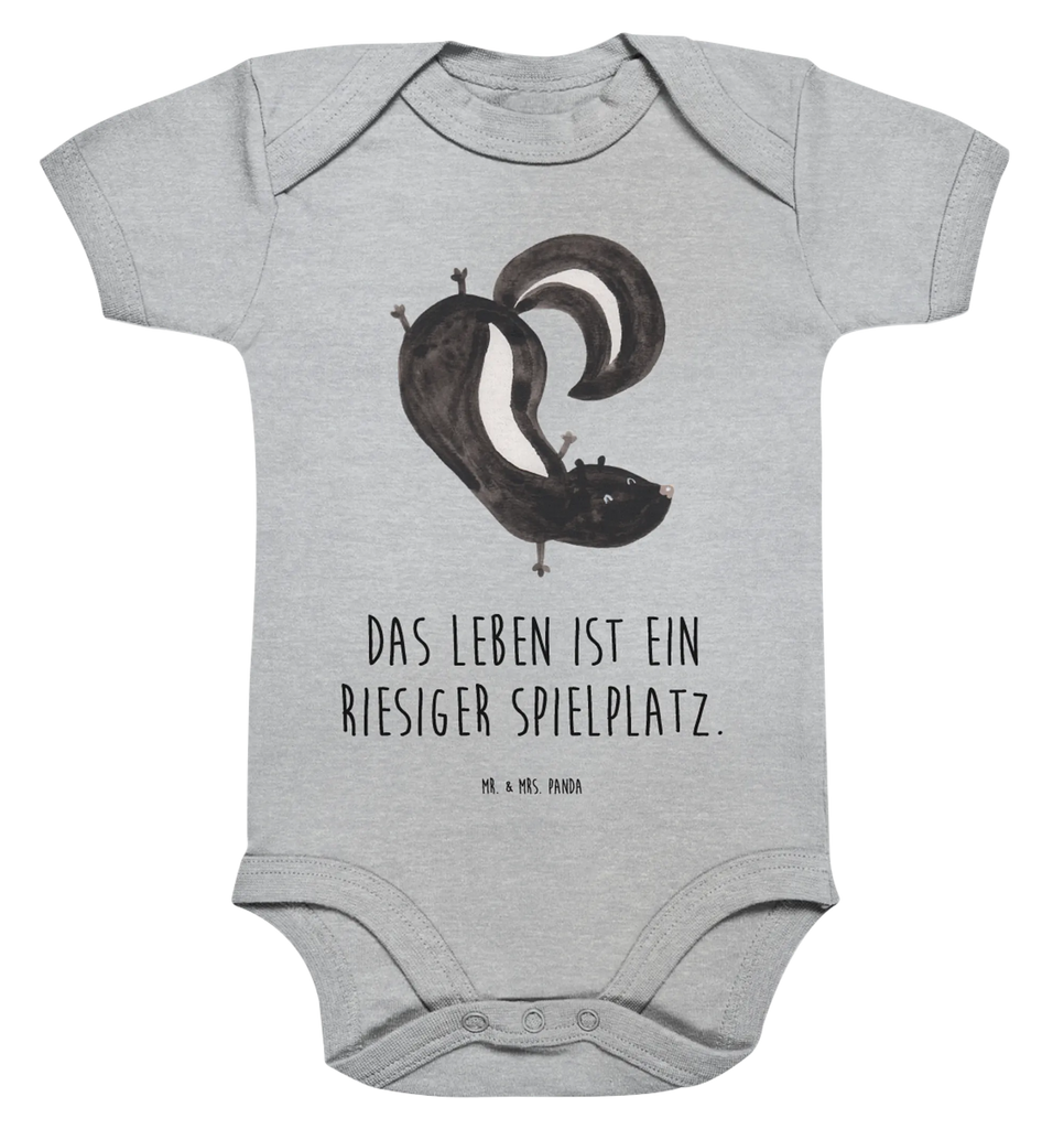 Organic Baby Body Stinktier Handstand Babykleidung, Babystrampler, Strampler, Wickelbody, Baby Erstausstattung, Junge, Mädchen, Stinktier, Skunk, Wildtier, Raubtier, Stinker, Stinki, Spielplatz, verpielt, Kind