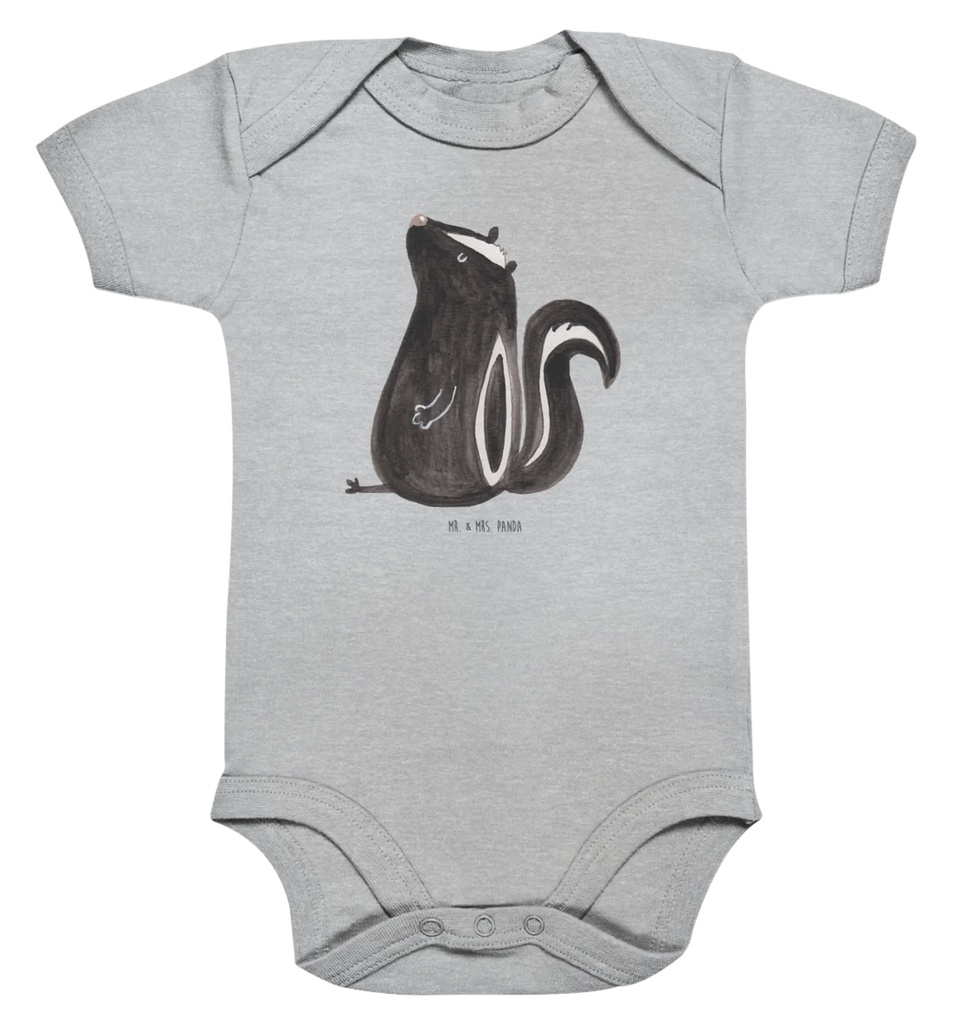 Organic Baby Body Stinktier Sitzen Babykleidung, Babystrampler, Strampler, Wickelbody, Baby Erstausstattung, Junge, Mädchen, Stinktier, Skunk, Wildtier, Raubtier, Stinker, Stinki, Spruch, Büro, Recht, Besserwisser