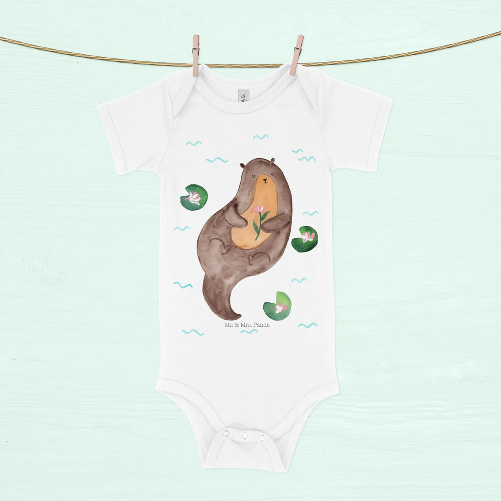 Organic Baby Body Otter Seerose Babykleidung, Babystrampler, Strampler, Wickelbody, Baby Erstausstattung, Junge, Mädchen, Otter, Fischotter, Seeotter, Otter Seeotter See Otter