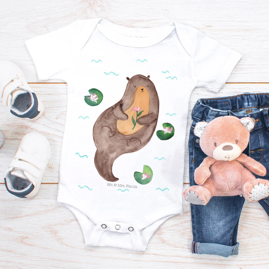 Organic Baby Body Otter Seerose Babykleidung, Babystrampler, Strampler, Wickelbody, Baby Erstausstattung, Junge, Mädchen, Otter, Fischotter, Seeotter, Otter Seeotter See Otter