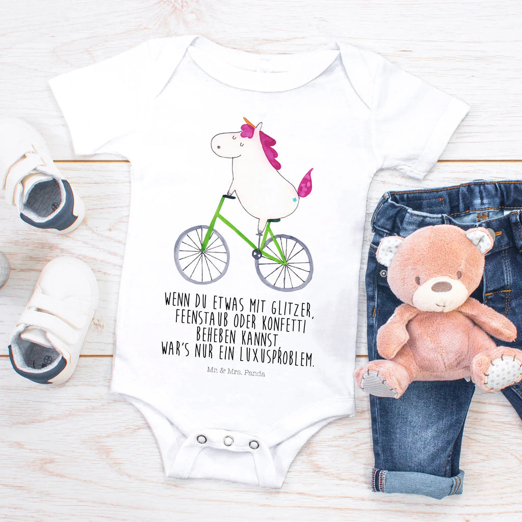 Organic Baby Body Einhorn Radfahrer Babykleidung, Babystrampler, Strampler, Wickelbody, Baby Erstausstattung, Junge, Mädchen, Einhorn, Einhörner, Einhorn Deko, Pegasus, Unicorn, Radfahren, Radfahrer, Rad, Bike, Feenstaub, Konfetti, Luxusproblem, Kummer, Liebeskummer