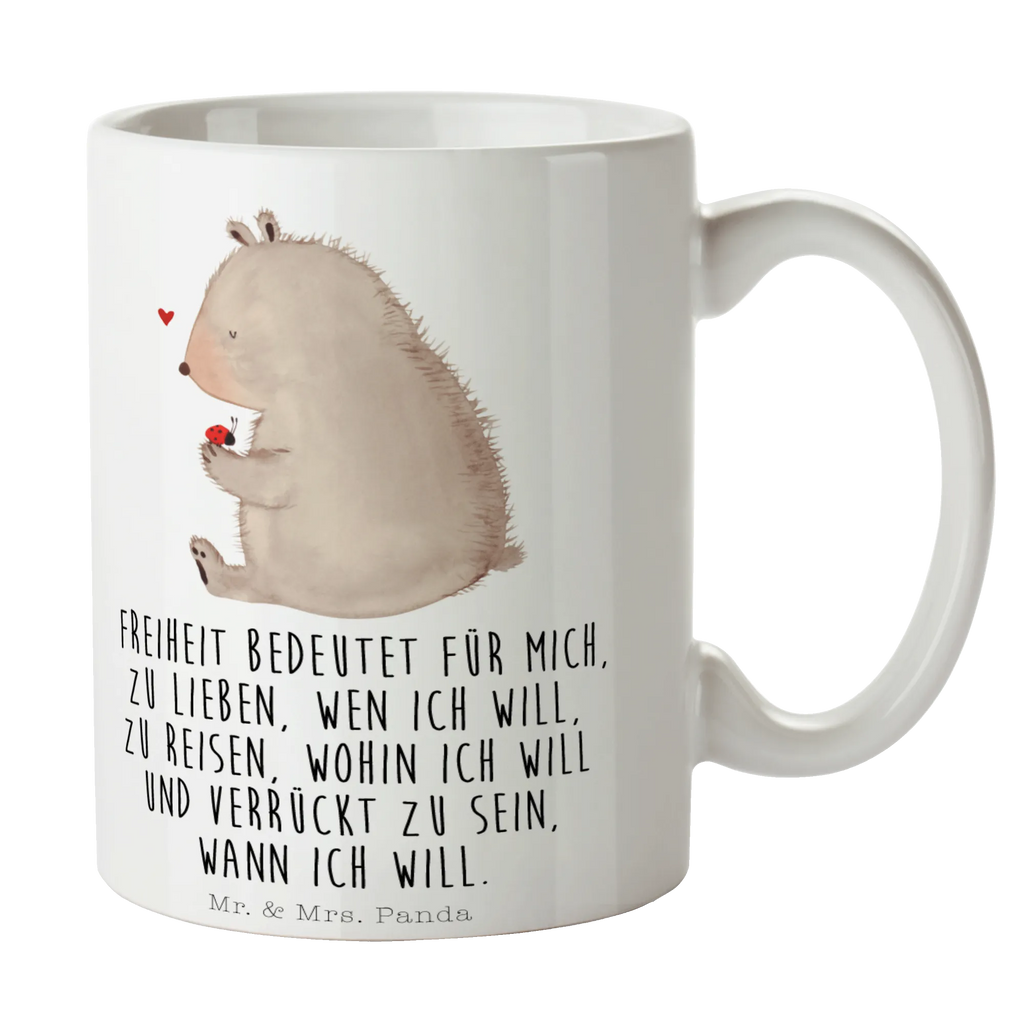 Tasse Bär mit Marienkäfer Tasse, Kaffeetasse, Teetasse, Becher, Kaffeebecher, Teebecher, Keramiktasse, Porzellantasse, Büro Tasse, Geschenk Tasse, Tasse Sprüche, Tasse Motive, Kaffeetassen, Tasse bedrucken, Designer Tasse, Cappuccino Tassen, Schöne Teetassen, Bär, Teddy, Teddybär, Marienkäfer, Liebe, Freiheit, Motivation, Das Leben ist schön