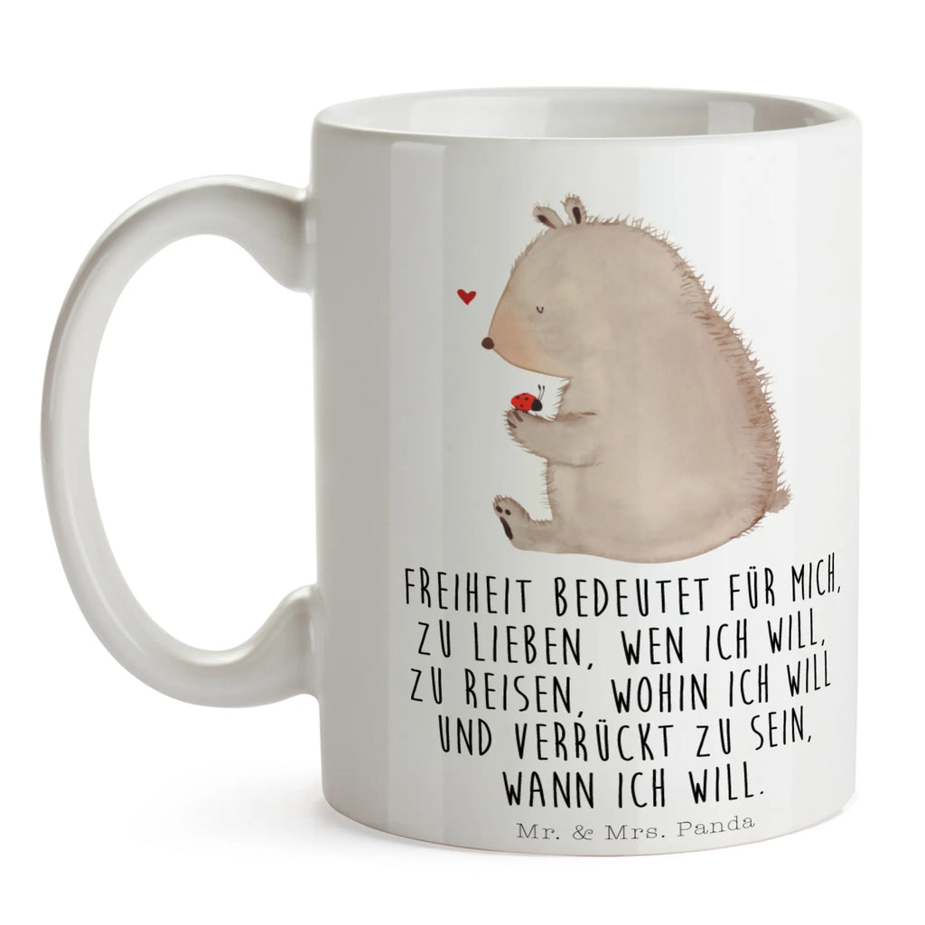 Tasse Bär mit Marienkäfer Tasse, Kaffeetasse, Teetasse, Becher, Kaffeebecher, Teebecher, Keramiktasse, Porzellantasse, Büro Tasse, Geschenk Tasse, Tasse Sprüche, Tasse Motive, Kaffeetassen, Tasse bedrucken, Designer Tasse, Cappuccino Tassen, Schöne Teetassen, Bär, Teddy, Teddybär, Marienkäfer, Liebe, Freiheit, Motivation, Das Leben ist schön