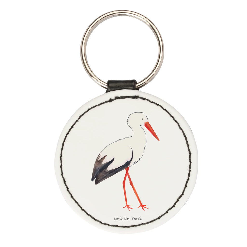 Rund Schlüsselanhänger Storch Schlüsselanhänger, Anhänger, Taschenanhänger, Glücksbringer, Schutzengel, Tiermotive, Gute Laune, lustige Sprüche, Tiere, Storch, Störche, Schwangerschaft, Geburt, Mutter, Mütter, Mutter werden, Schwanger, Babybauch, Baby