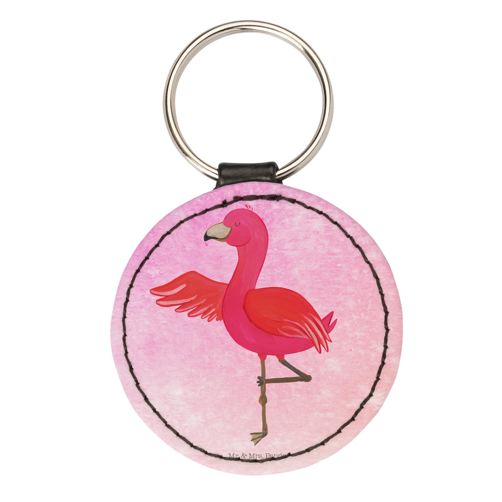 Rund Schlüsselanhänger Flamingo Yoga Schlüsselanhänger, Anhänger, Taschenanhänger, Glücksbringer, Schutzengel, Flamingo, Vogel, Yoga, Namaste, Achtsamkeit, Yoga-Übung, Entspannung, Ärger, Aufregen, Tiefenentspannung