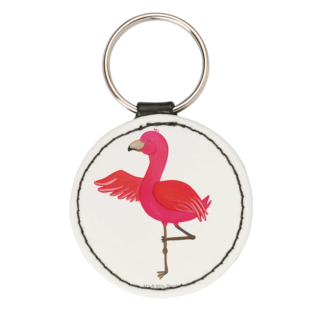 Rund Schlüsselanhänger Flamingo Yoga Schlüsselanhänger, Anhänger, Taschenanhänger, Glücksbringer, Schutzengel, Flamingo, Vogel, Yoga, Namaste, Achtsamkeit, Yoga-Übung, Entspannung, Ärger, Aufregen, Tiefenentspannung