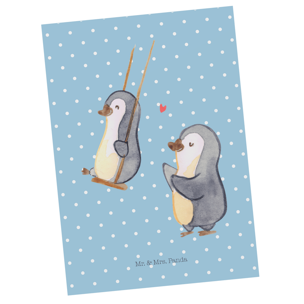 Postkarte Pinguin Oma schaukeln Postkarte, Karte, Geschenkkarte, Grußkarte, Einladung, Ansichtskarte, Geburtstagskarte, Einladungskarte, Dankeskarte, Ansichtskarten, Einladung Geburtstag, Einladungskarten Geburtstag, Familie, Vatertag, Muttertag, Bruder, Schwester, Mama, Papa, Oma, Opa, beste Oma, Lieblingsoma, Geschenk für Oma, Omi, Großmutter