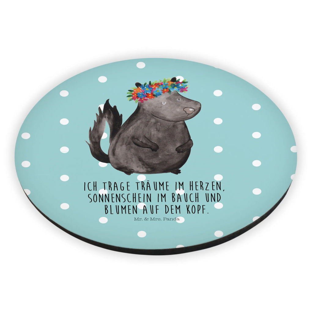 Rund Magnet Stinktier Mädchen Kühlschrankmagnet, Pinnwandmagnet, Souvenir Magnet, Motivmagnete, Dekomagnet, Whiteboard Magnet, Notiz Magnet, Kühlschrank Dekoration, Stinktier, Skunk, Wildtier, Raubtier, Stinker, Stinki, Yoga, Namaste, Lebe, Liebe, Lache