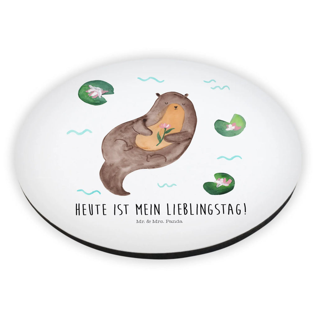 Rund Magnet Otter mit Seerose Kühlschrankmagnet, Pinnwandmagnet, Souvenir Magnet, Motivmagnete, Dekomagnet, Whiteboard Magnet, Notiz Magnet, Kühlschrank Dekoration, Otter, Fischotter, Seeotter, Otter Seeotter See Otter