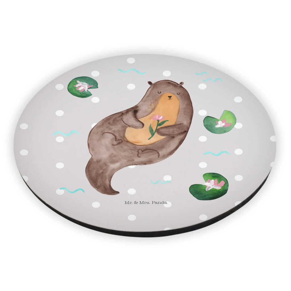 Rund Magnet Otter mit Seerose Kühlschrankmagnet, Pinnwandmagnet, Souvenir Magnet, Motivmagnete, Dekomagnet, Whiteboard Magnet, Notiz Magnet, Kühlschrank Dekoration, Otter, Fischotter, Seeotter, Otter Seeotter See Otter