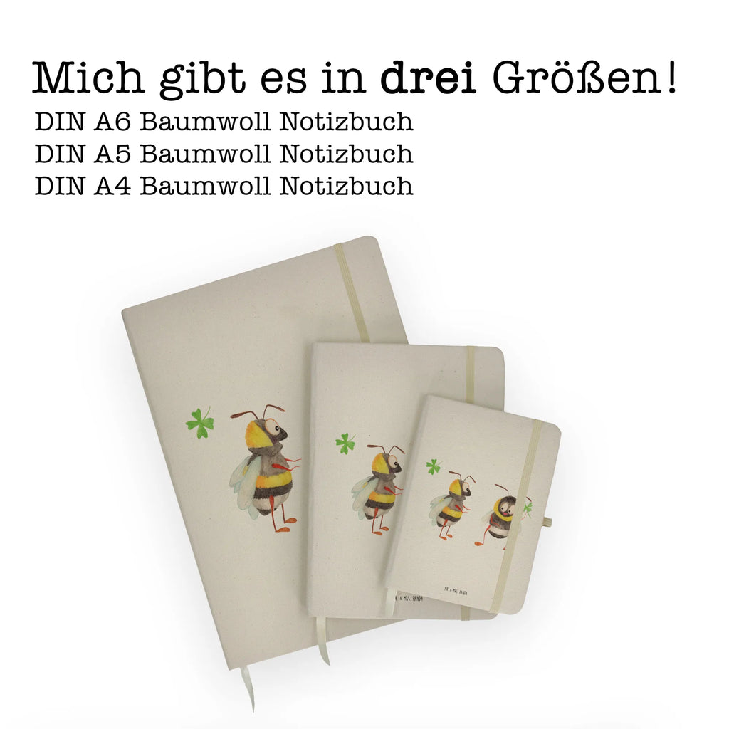 Baumwoll Notizbuch Hummeln mit Kleeblatt Notizen, Eintragebuch, Tagebuch, Notizblock, Adressbuch, Journal, Kladde, Skizzenbuch, Notizheft, Schreibbuch, Schreibheft, Tiermotive, Gute Laune, lustige Sprüche, Tiere, Hummel, Biene, Spruch positiv, Biene Deko, Spruch schön, glücklich sein, glücklich werden, Spruch fröhlich