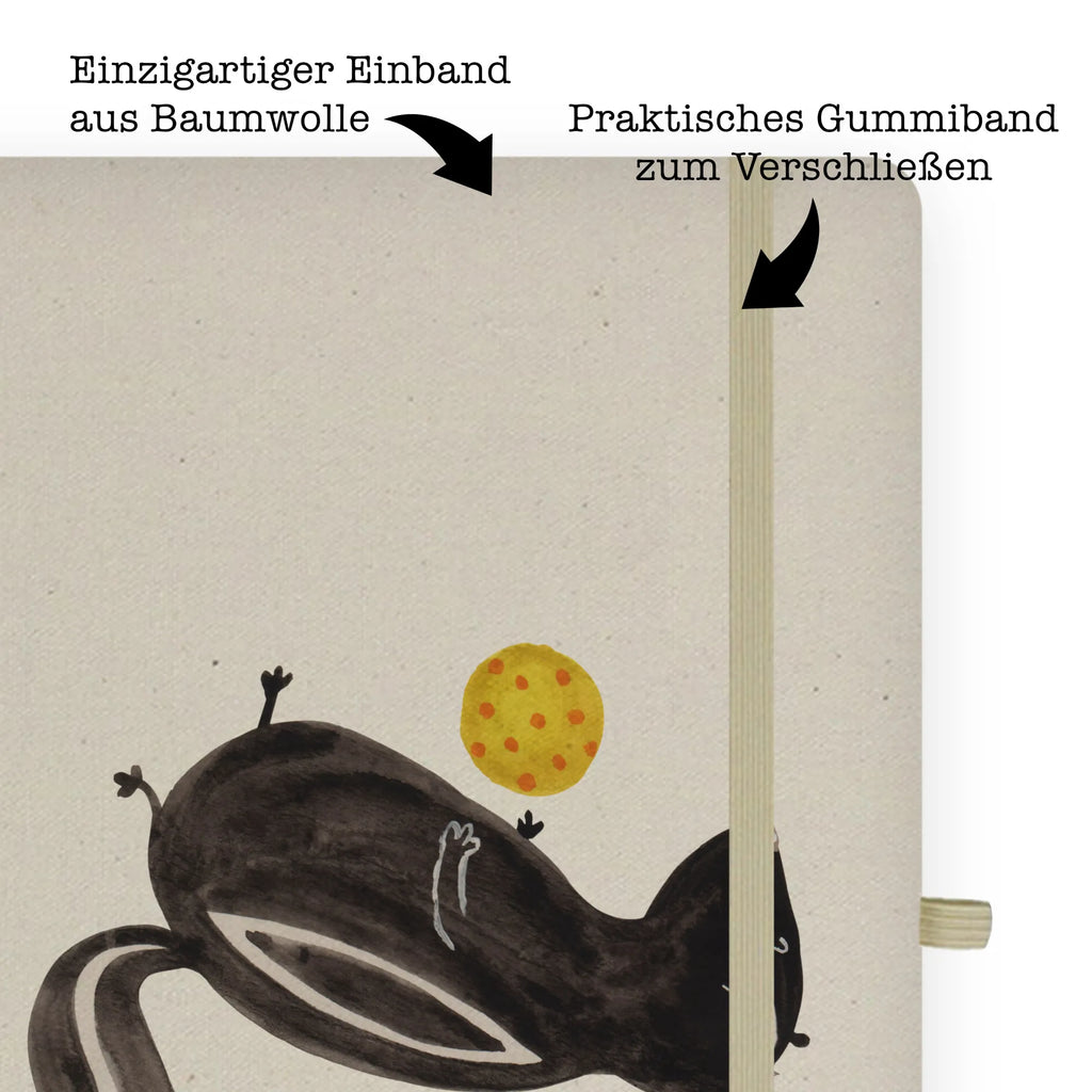 Baumwoll Notizbuch Stinktier Ball Notizen, Eintragebuch, Tagebuch, Notizblock, Adressbuch, Journal, Kladde, Skizzenbuch, Notizheft, Schreibbuch, Schreibheft, Stinktier, Skunk, Wildtier, Raubtier, Stinker, Stinki, verspielt, Weisheit