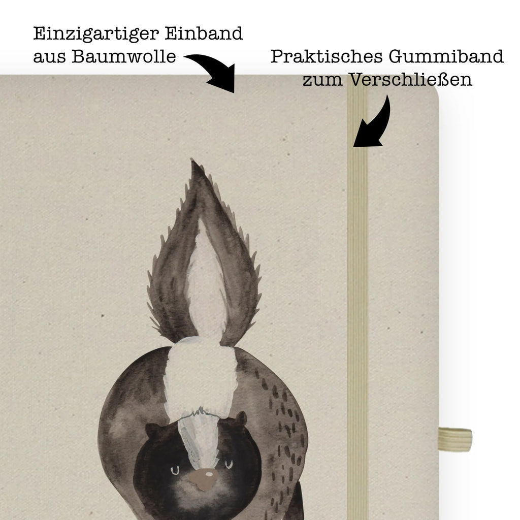 Baumwoll Notizbuch Stinktier Angriff Notizen, Eintragebuch, Tagebuch, Notizblock, Adressbuch, Journal, Kladde, Skizzenbuch, Notizheft, Schreibbuch, Schreibheft, Stinktier, Skunk, Wildtier, Raubtier, Stinker, Stinki, wütend, Drohung