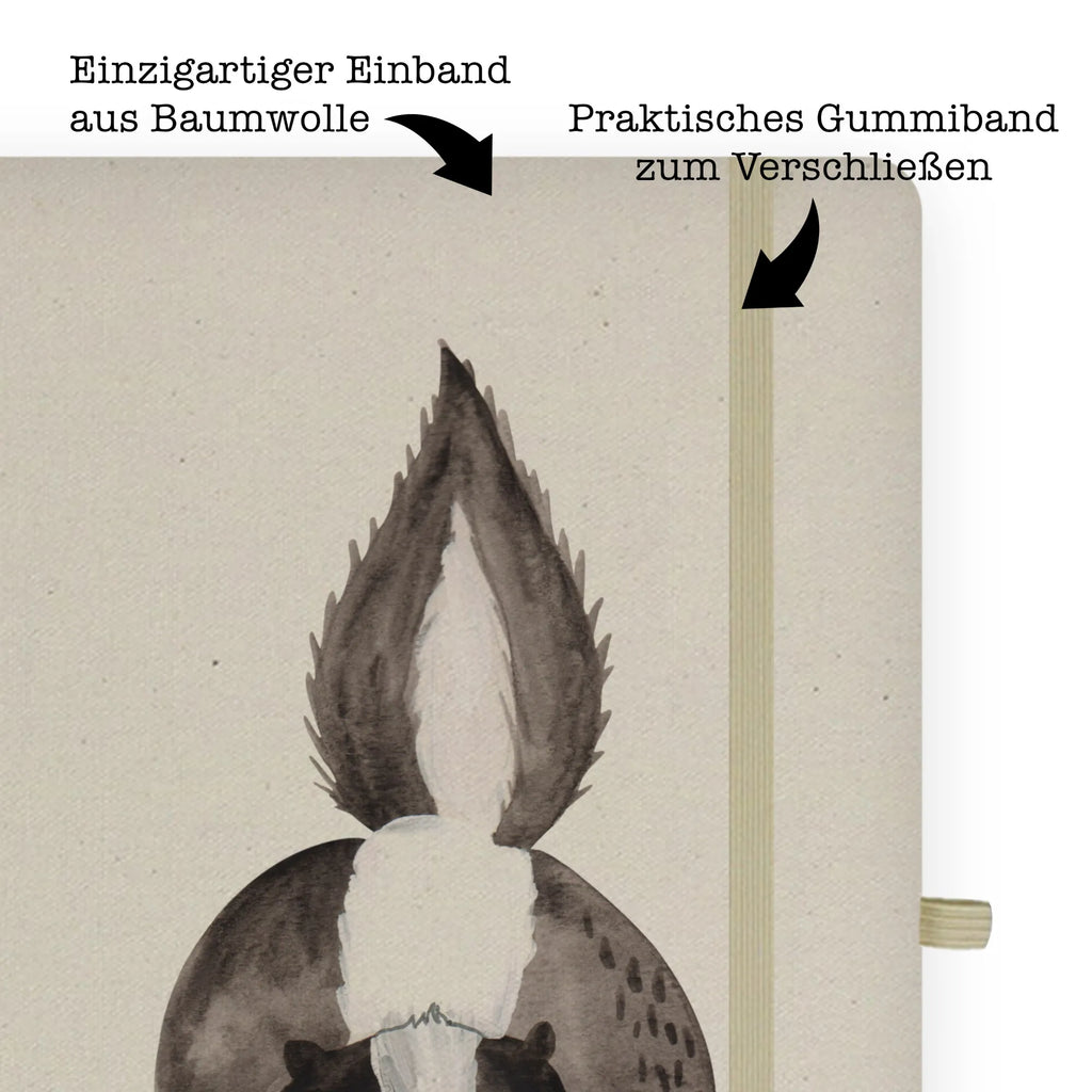 Baumwoll Notizbuch Stinktier Angriff Notizen, Eintragebuch, Tagebuch, Notizblock, Adressbuch, Journal, Kladde, Skizzenbuch, Notizheft, Schreibbuch, Schreibheft, Stinktier, Skunk, Wildtier, Raubtier, Stinker, Stinki, wütend, Drohung