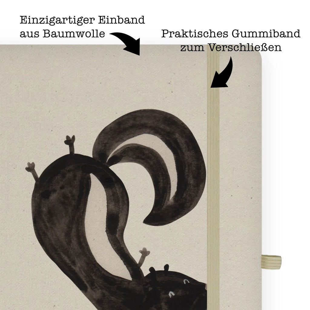 Baumwoll Notizbuch Stinktier Handstand Notizen, Eintragebuch, Tagebuch, Notizblock, Adressbuch, Journal, Kladde, Skizzenbuch, Notizheft, Schreibbuch, Schreibheft, Stinktier, Skunk, Wildtier, Raubtier, Stinker, Stinki, Spielplatz, verpielt, Kind