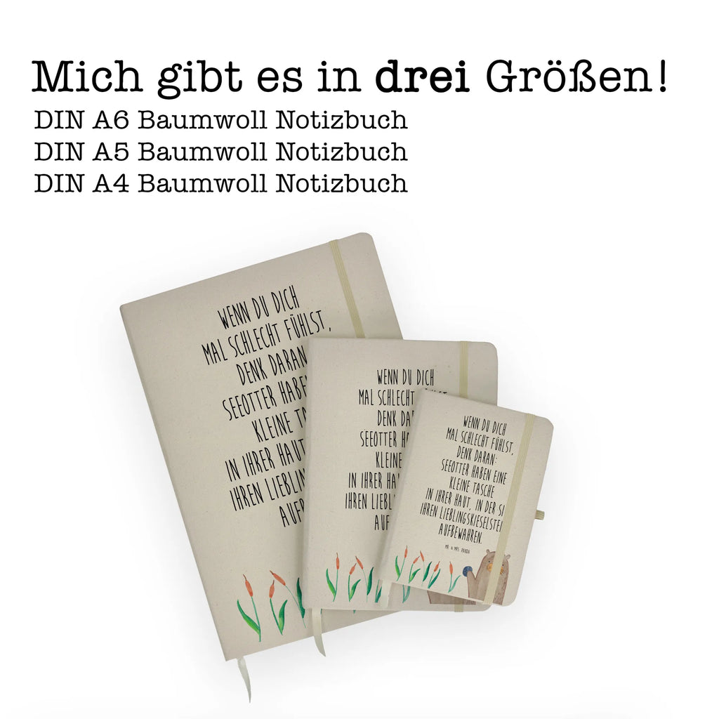 Baumwoll Notizbuch Otter mit Stein Notizen, Eintragebuch, Tagebuch, Notizblock, Adressbuch, Journal, Kladde, Skizzenbuch, Notizheft, Schreibbuch, Schreibheft, Otter, Fischotter, Seeotter, Otter Seeotter See Otter