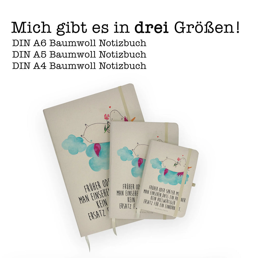 Baumwoll Notizbuch Einhorn verliebt auf Wolke Notizen, Eintragebuch, Tagebuch, Notizblock, Adressbuch, Journal, Kladde, Skizzenbuch, Notizheft, Schreibbuch, Schreibheft, Einhorn, Einhörner, Einhorn Deko, Unicorn, verliebt, Liebe, Liebesbeweis, Freundin, Wolke