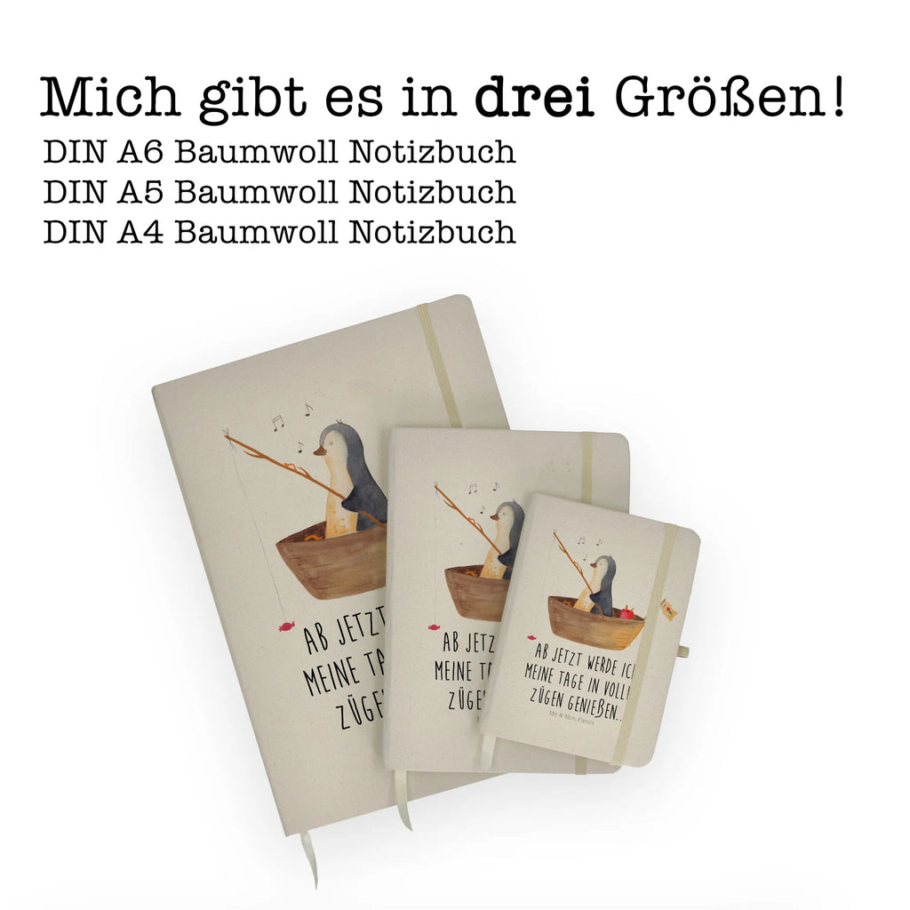 Baumwoll Notizbuch Pinguin Angelboot Notizen, Eintragebuch, Tagebuch, Notizblock, Adressbuch, Journal, Kladde, Skizzenbuch, Notizheft, Schreibbuch, Schreibheft, Pinguin, Pinguine, Angeln, Boot, Angelboot, Lebenslust, Leben, genießen, Motivation, Neustart, Neuanfang, Trennung, Scheidung, Geschenkidee Liebeskummer