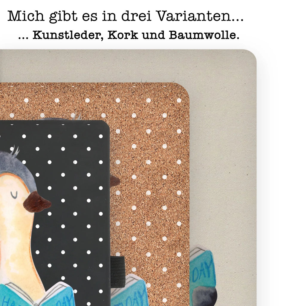 Baumwoll Notizbuch Pinguin Buch Notizen, Eintragebuch, Tagebuch, Notizblock, Adressbuch, Journal, Kladde, Skizzenbuch, Notizheft, Schreibbuch, Schreibheft, Pinguin, Pinguine, Buch, Lesen, Bücherwurm, Nichtstun, Faulenzen, Ferien, Urlaub, Freizeit