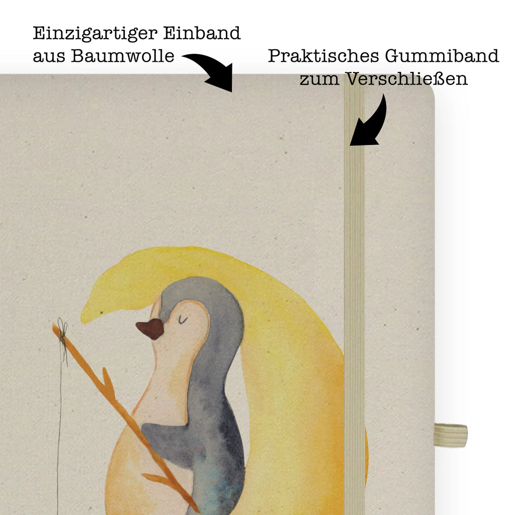 Baumwoll Notizbuch Pinguin Mond Notizen, Eintragebuch, Tagebuch, Notizblock, Adressbuch, Journal, Kladde, Skizzenbuch, Notizheft, Schreibbuch, Schreibheft, Pinguin, Pinguine, Spruch, schlafen, Nachtruhe, Einschlafen, Schlafzimmer, Schlafstörungen, Gästezimmer