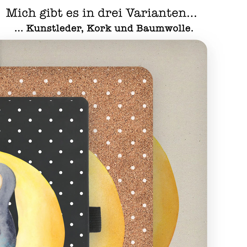 Baumwoll Notizbuch Pinguin Mond Notizen, Eintragebuch, Tagebuch, Notizblock, Adressbuch, Journal, Kladde, Skizzenbuch, Notizheft, Schreibbuch, Schreibheft, Pinguin, Pinguine, Spruch, schlafen, Nachtruhe, Einschlafen, Schlafzimmer, Schlafstörungen, Gästezimmer