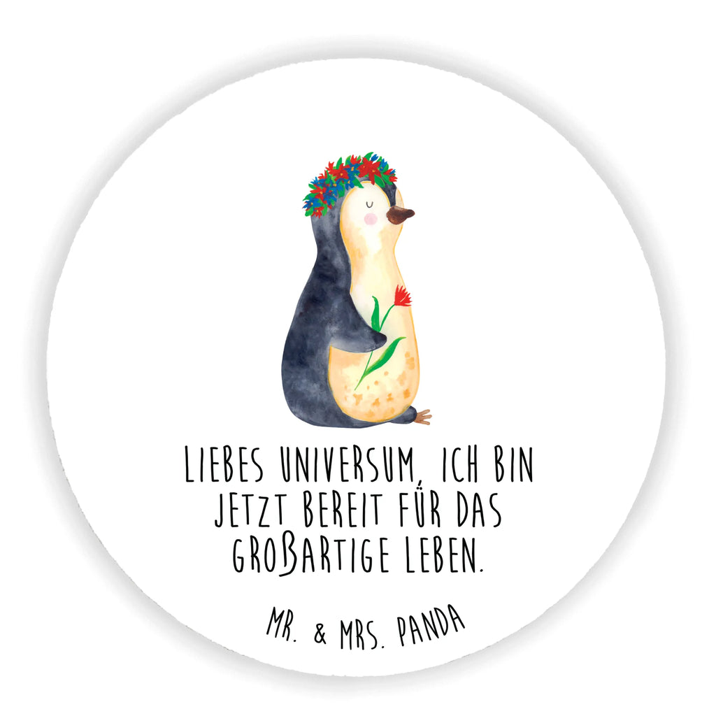 Rund Magnet Pinguin Blumenkranz Kühlschrankmagnet, Pinnwandmagnet, Souvenir Magnet, Motivmagnete, Dekomagnet, Whiteboard Magnet, Notiz Magnet, Kühlschrank Dekoration, Pinguin, Pinguine, Blumenkranz, Universum, Leben, Wünsche, Ziele, Lebensziele, Motivation, Lebenslust, Liebeskummer, Geschenkidee