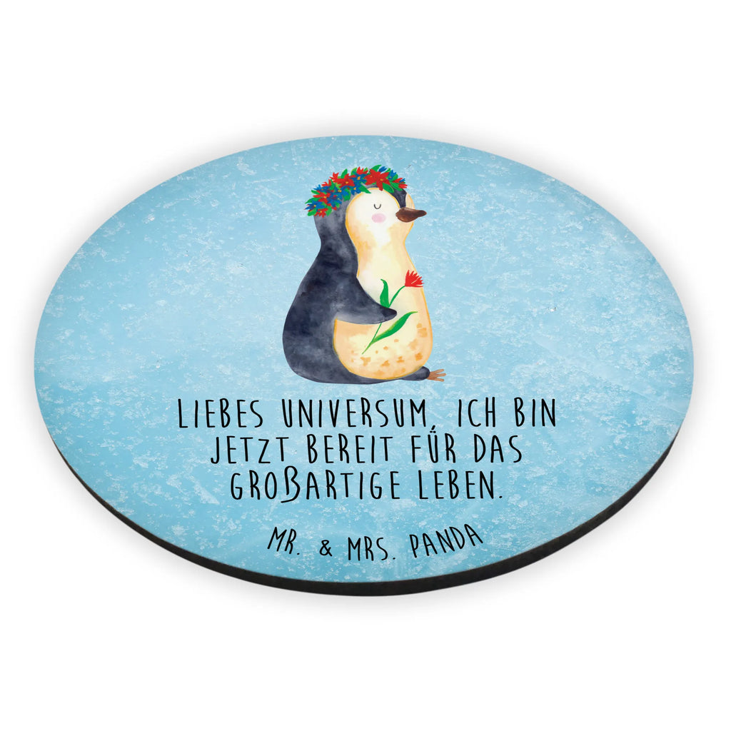 Rund Magnet Pinguin Blumenkranz Kühlschrankmagnet, Pinnwandmagnet, Souvenir Magnet, Motivmagnete, Dekomagnet, Whiteboard Magnet, Notiz Magnet, Kühlschrank Dekoration, Pinguin, Pinguine, Blumenkranz, Universum, Leben, Wünsche, Ziele, Lebensziele, Motivation, Lebenslust, Liebeskummer, Geschenkidee