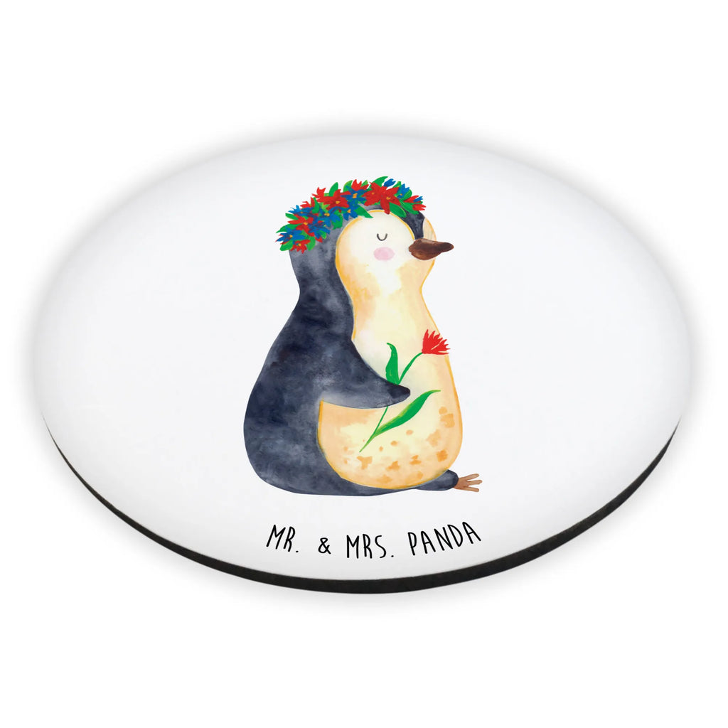 Rund Magnet Pinguin Blumenkranz Kühlschrankmagnet, Pinnwandmagnet, Souvenir Magnet, Motivmagnete, Dekomagnet, Whiteboard Magnet, Notiz Magnet, Kühlschrank Dekoration, Pinguin, Pinguine, Blumenkranz, Universum, Leben, Wünsche, Ziele, Lebensziele, Motivation, Lebenslust, Liebeskummer, Geschenkidee