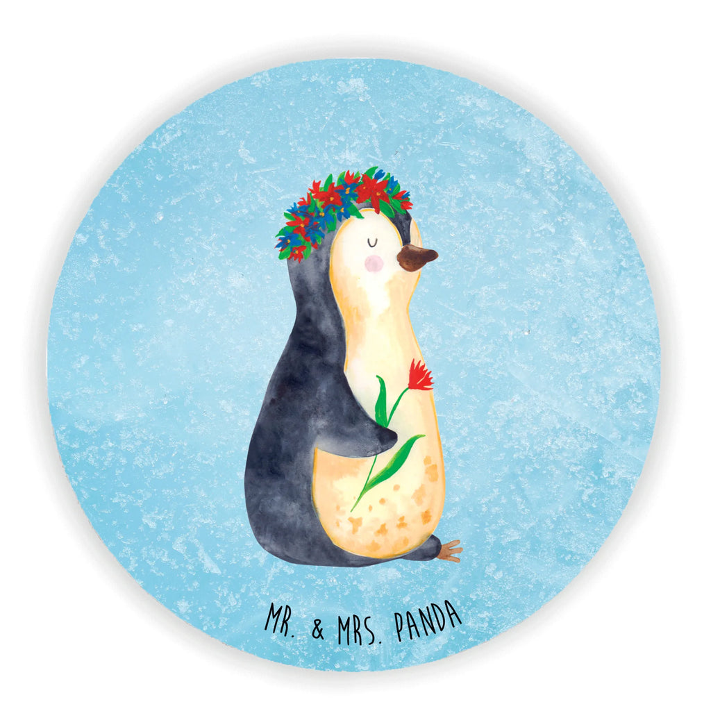 Rund Magnet Pinguin Blumenkranz Kühlschrankmagnet, Pinnwandmagnet, Souvenir Magnet, Motivmagnete, Dekomagnet, Whiteboard Magnet, Notiz Magnet, Kühlschrank Dekoration, Pinguin, Pinguine, Blumenkranz, Universum, Leben, Wünsche, Ziele, Lebensziele, Motivation, Lebenslust, Liebeskummer, Geschenkidee