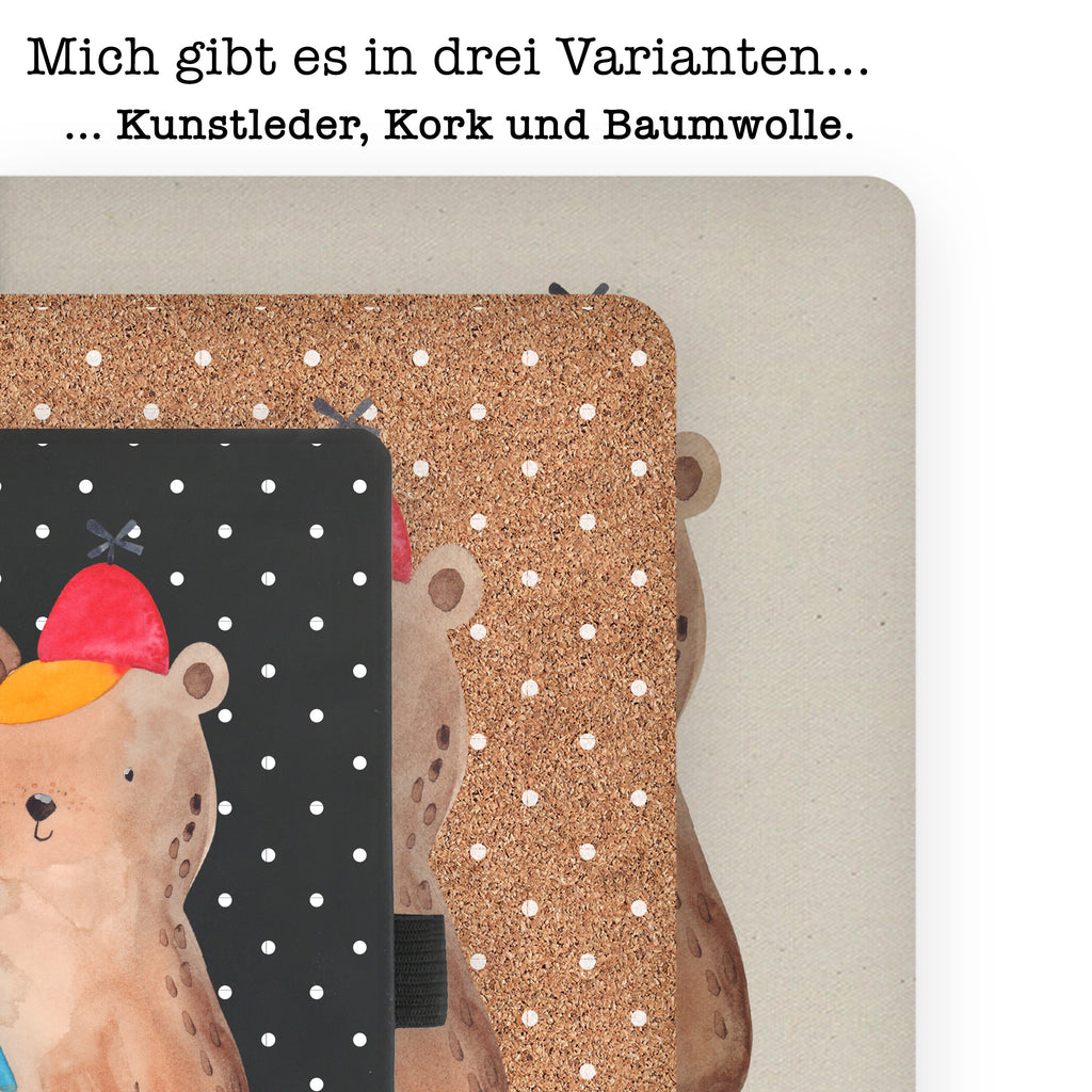 Baumwoll Notizbuch Bär mit Schultüte Notizen, Eintragebuch, Tagebuch, Notizblock, Adressbuch, Journal, Kladde, Skizzenbuch, Notizheft, Schreibbuch, Schreibheft, Bär, Teddy, Teddybär, Bär Motiv, Schultüte, Erster Schultag Geschenk, Einschulung Geschenk, Schule Geschenk, Grundschule, Schulanfang, Schulbeginn