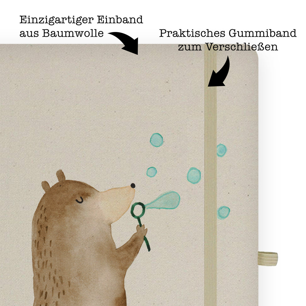 Baumwoll Notizbuch Bär Seifenblasen Notizen, Eintragebuch, Tagebuch, Notizblock, Adressbuch, Journal, Kladde, Skizzenbuch, Notizheft, Schreibbuch, Schreibheft, Bär, Teddy, Teddybär, Seifenblasen Bär Lustig Sein Glücklich Traurig Happy