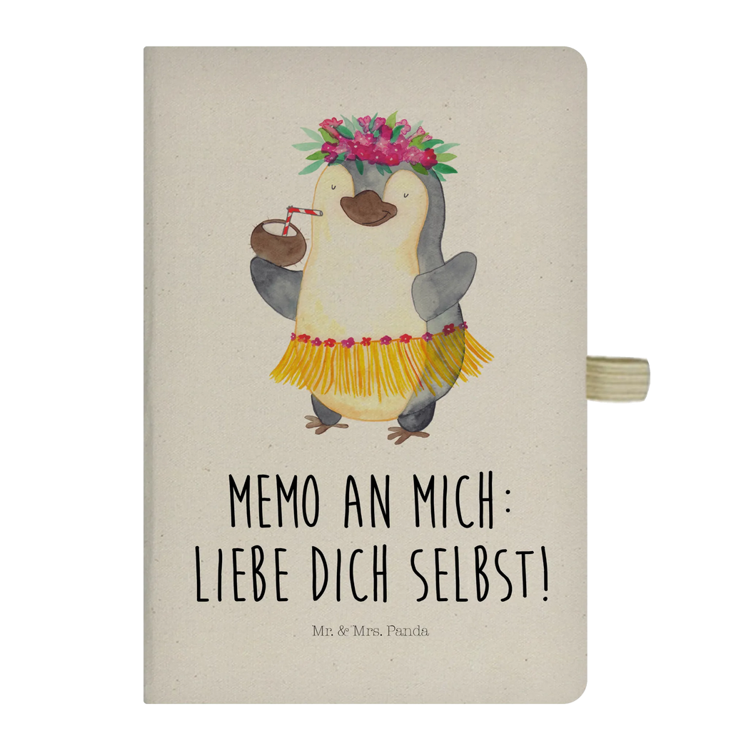 Baumwoll Notizbuch Pinguin Kokosnuss Notizen, Eintragebuch, Tagebuch, Notizblock, Adressbuch, Journal, Kladde, Skizzenbuch, Notizheft, Schreibbuch, Schreibheft, Pinguin, Aloha, Hawaii, Urlaub, Kokosnuss, Pinguine