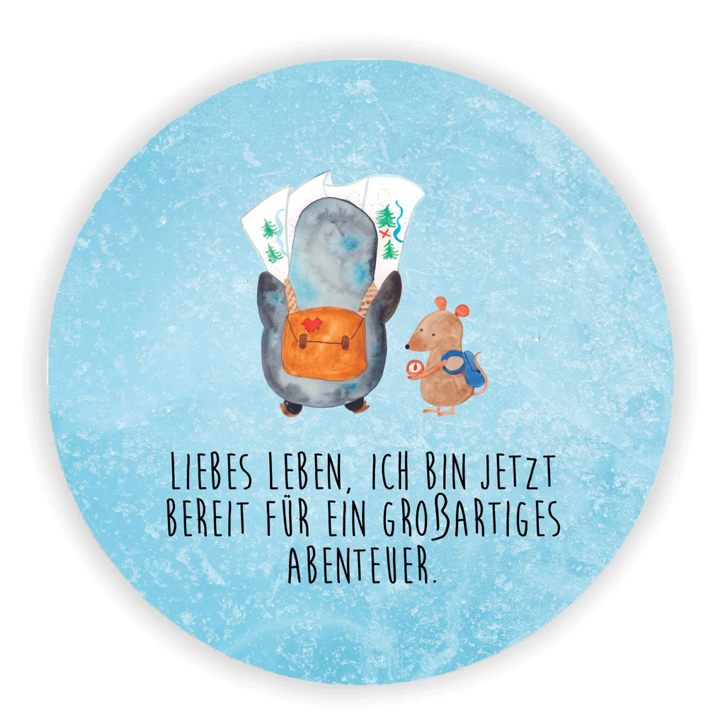 Rund Magnet Pinguin & Maus Wanderer Kühlschrankmagnet, Pinnwandmagnet, Souvenir Magnet, Motivmagnete, Dekomagnet, Whiteboard Magnet, Notiz Magnet, Kühlschrank Dekoration, Pinguin, Pinguine, Abenteurer, Abenteuer, Roadtrip, Ausflug, Wanderlust, wandern