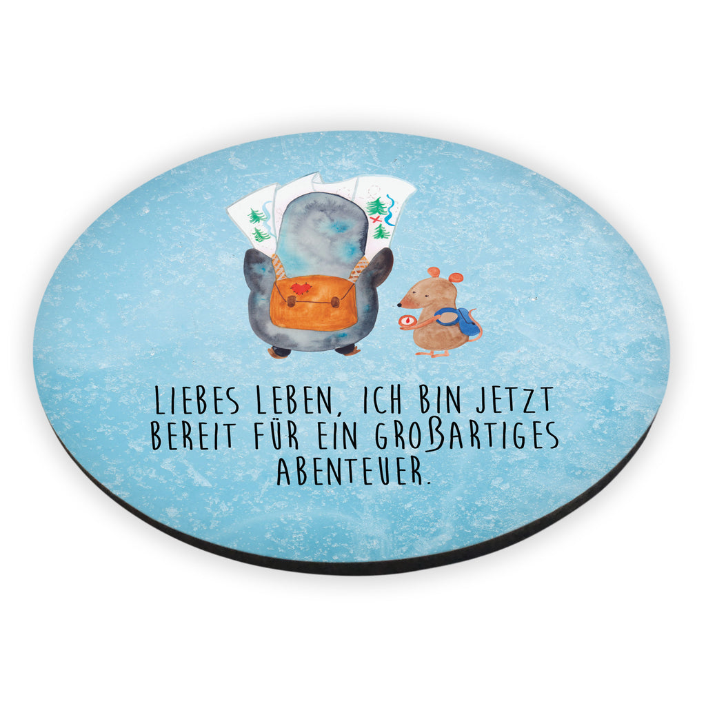 Rund Magnet Pinguin & Maus Wanderer Kühlschrankmagnet, Pinnwandmagnet, Souvenir Magnet, Motivmagnete, Dekomagnet, Whiteboard Magnet, Notiz Magnet, Kühlschrank Dekoration, Pinguin, Pinguine, Abenteurer, Abenteuer, Roadtrip, Ausflug, Wanderlust, wandern