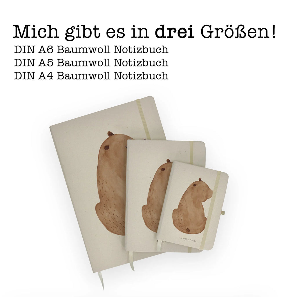 Baumwoll Notizbuch Bär Schulterblick Notizen, Eintragebuch, Tagebuch, Notizblock, Adressbuch, Journal, Kladde, Skizzenbuch, Notizheft, Schreibbuch, Schreibheft, Bär, Teddy, Teddybär, Selbstachtung, Weltansicht, Motivation, Bären, Bärenliebe, Weisheit