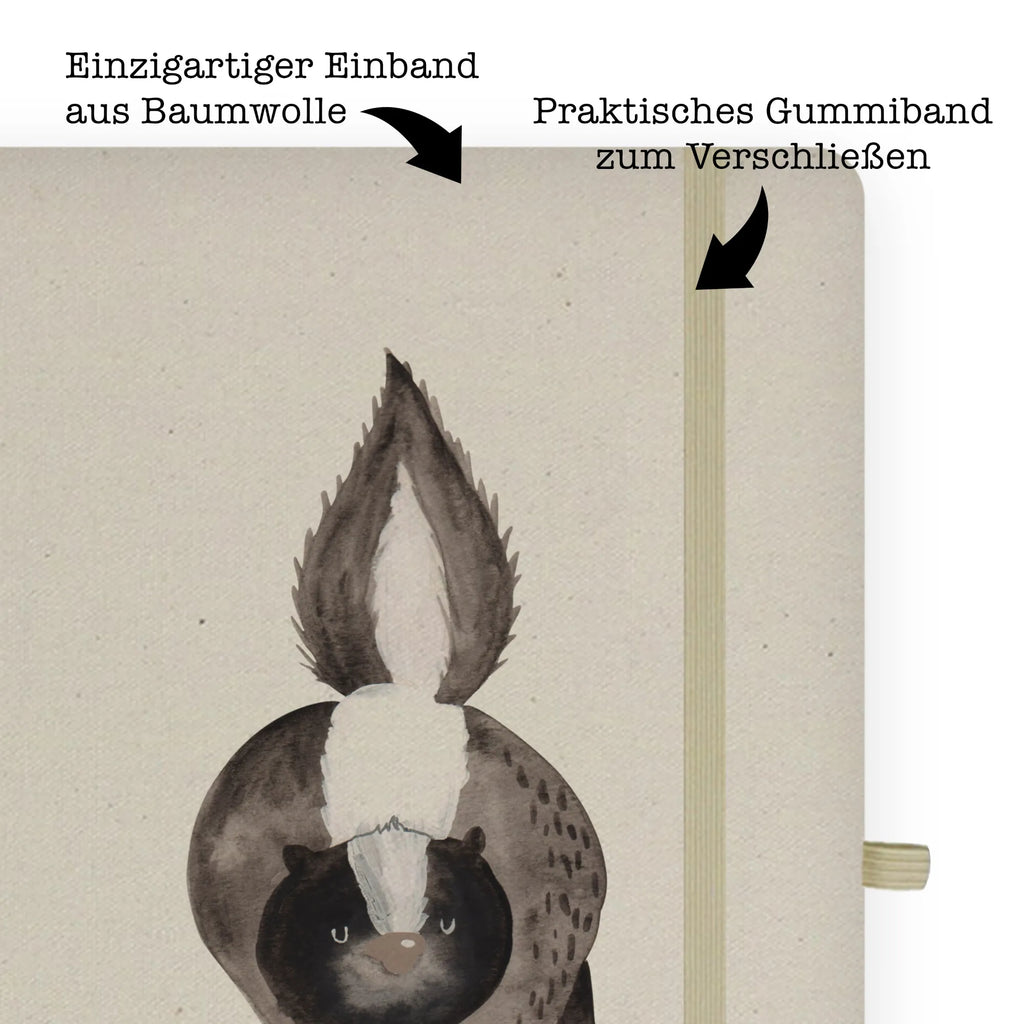 Baumwoll Notizbuch Stinktier Angriff Notizen, Eintragebuch, Tagebuch, Notizblock, Adressbuch, Journal, Kladde, Skizzenbuch, Notizheft, Schreibbuch, Schreibheft, Stinktier, Skunk, Wildtier, Raubtier, Stinker, Stinki, wütend, Drohung