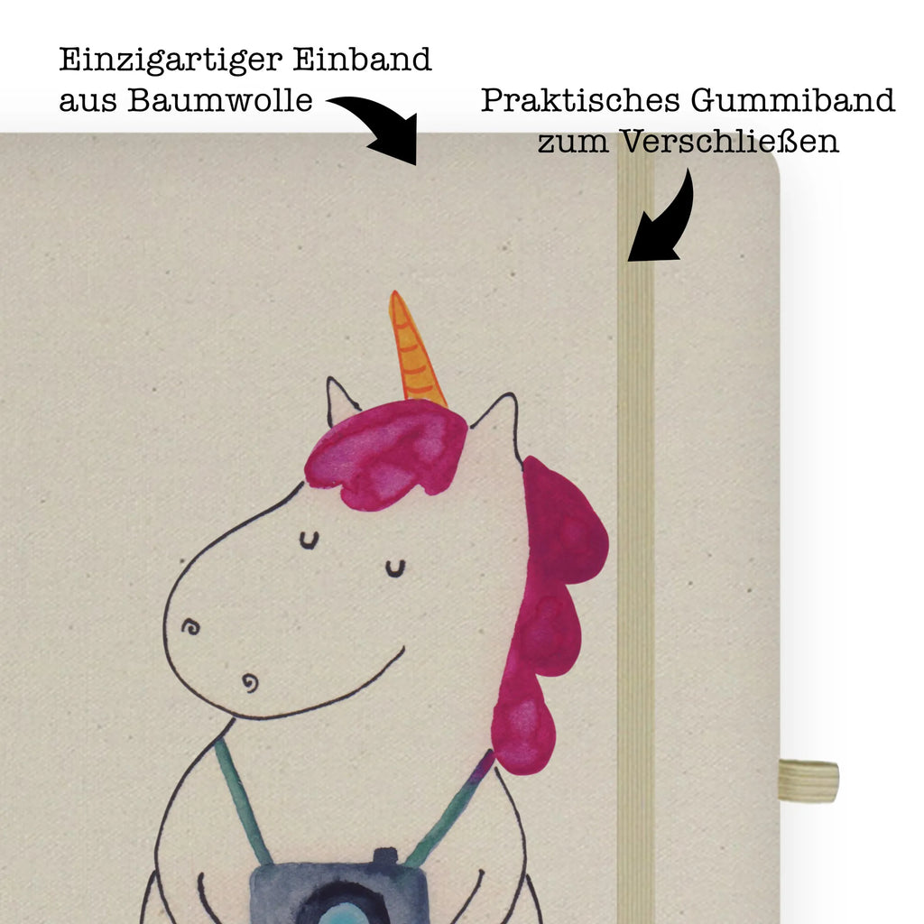 Baumwoll Notizbuch Einhorn Fotograf Notizen, Eintragebuch, Tagebuch, Notizblock, Adressbuch, Journal, Kladde, Skizzenbuch, Notizheft, Schreibbuch, Schreibheft, Einhorn, Einhörner, Einhorn Deko, Pegasus, Unicorn, Fotograf, Fotografie, Kamera, Reisen, Weltreise, Weltenbummler, Urlaub, Tourist, Kurztrip, Reise, Städtereise