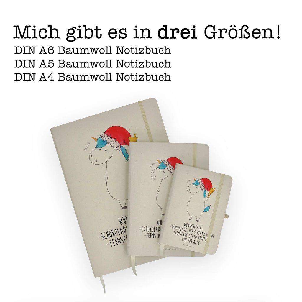 Baumwoll Notizbuch Einhorn Weihnachtsmann Notizen, Eintragebuch, Tagebuch, Notizblock, Adressbuch, Journal, Kladde, Skizzenbuch, Notizheft, Schreibbuch, Schreibheft, Einhorn, Einhörner, Einhorn Deko, Pegasus, Unicorn, Gin, Schokolade, Schoki, Weihnachten, Weihnachtsmann, Nikolaus, Wunschzettel, Wunschliste, Feenstaub