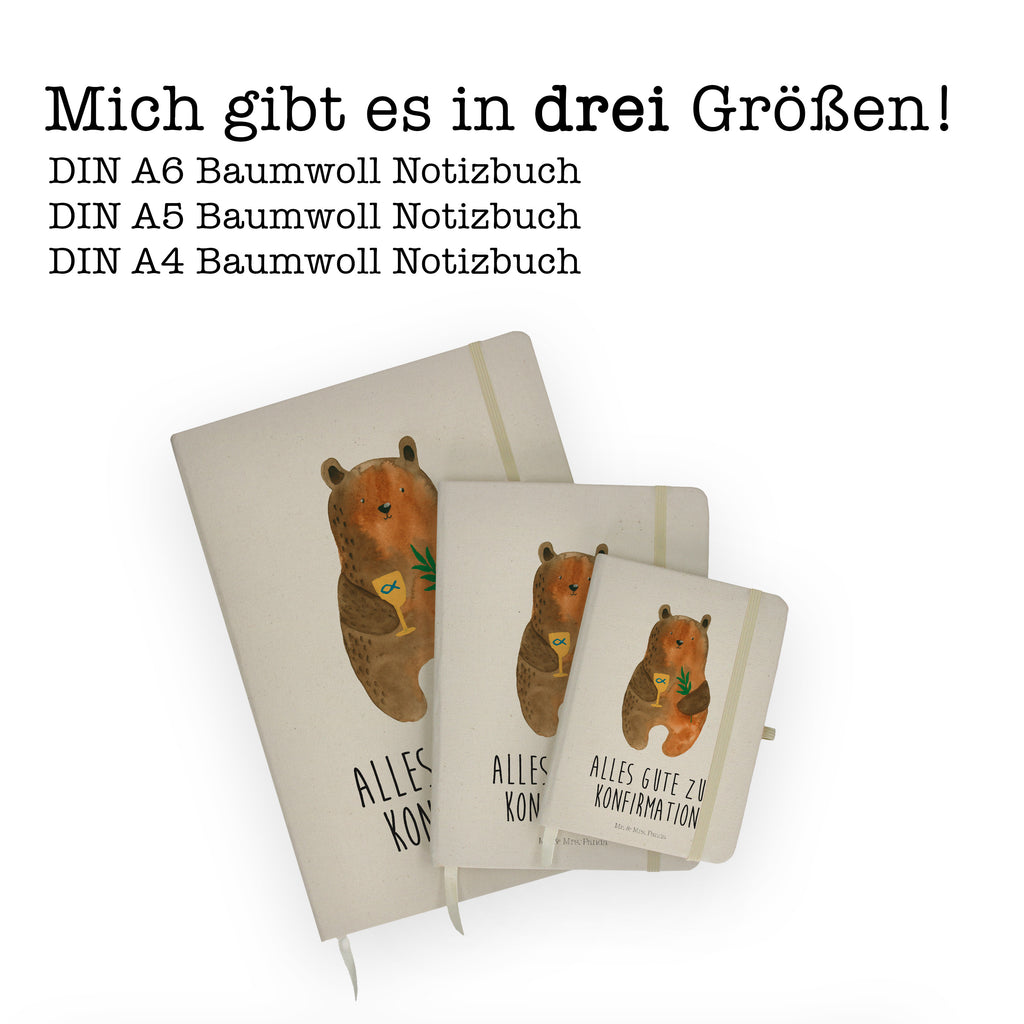 Baumwoll Notizbuch Konfirmation-Bär Notizen, Eintragebuch, Tagebuch, Notizblock, Adressbuch, Journal, Kladde, Skizzenbuch, Notizheft, Schreibbuch, Schreibheft, Bär, Teddy, Teddybär, Konfirmation, Kirche, evangelisch, Gottesdienst