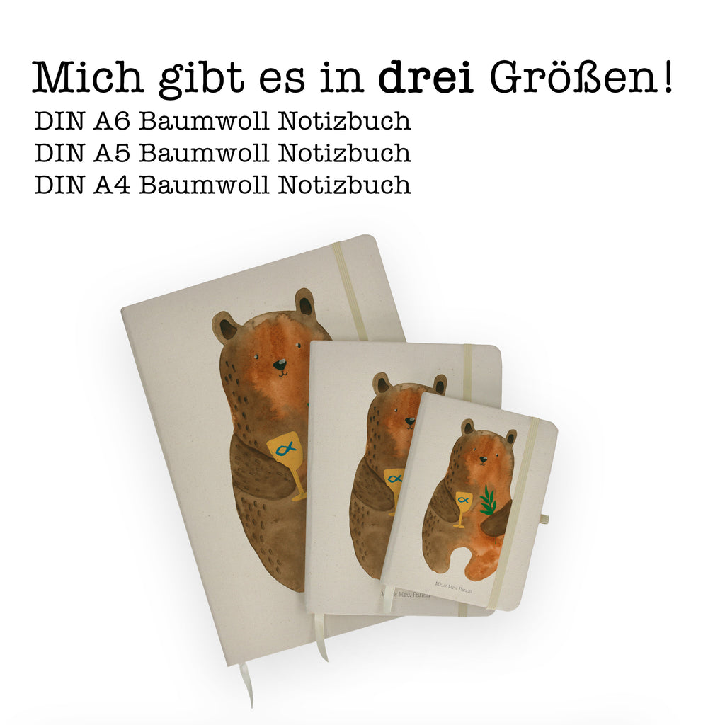 Baumwoll Notizbuch Konfirmation-Bär Notizen, Eintragebuch, Tagebuch, Notizblock, Adressbuch, Journal, Kladde, Skizzenbuch, Notizheft, Schreibbuch, Schreibheft, Bär, Teddy, Teddybär, Konfirmation, Kirche, evangelisch, Gottesdienst