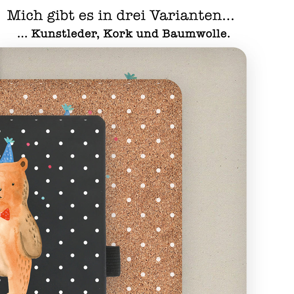 Baumwoll Notizbuch Birthday Bär Notizen, Eintragebuch, Tagebuch, Notizblock, Adressbuch, Journal, Kladde, Skizzenbuch, Notizheft, Schreibbuch, Schreibheft, Bär, Teddy, Teddybär, Happy Birthday, Alles Gute, Glückwunsch, Geburtstag