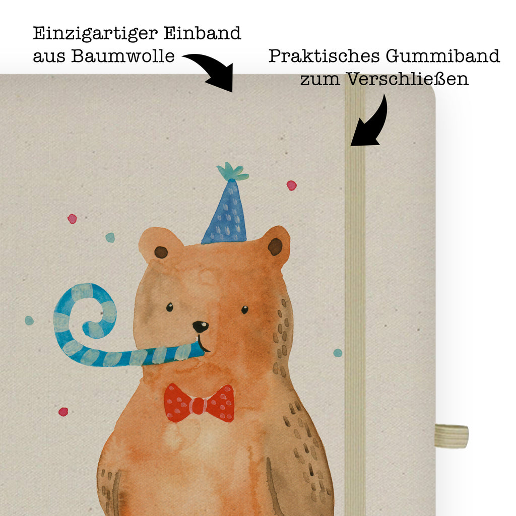 Baumwoll Notizbuch Birthday Bär Notizen, Eintragebuch, Tagebuch, Notizblock, Adressbuch, Journal, Kladde, Skizzenbuch, Notizheft, Schreibbuch, Schreibheft, Bär, Teddy, Teddybär, Happy Birthday, Alles Gute, Glückwunsch, Geburtstag